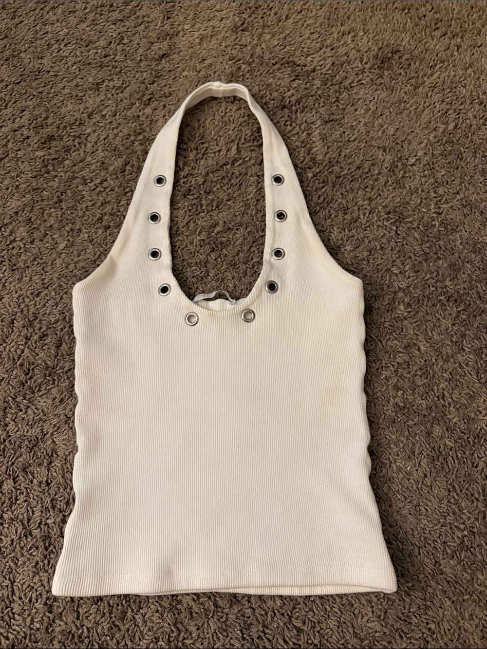 Zara Cream Ribbed Halter Tank